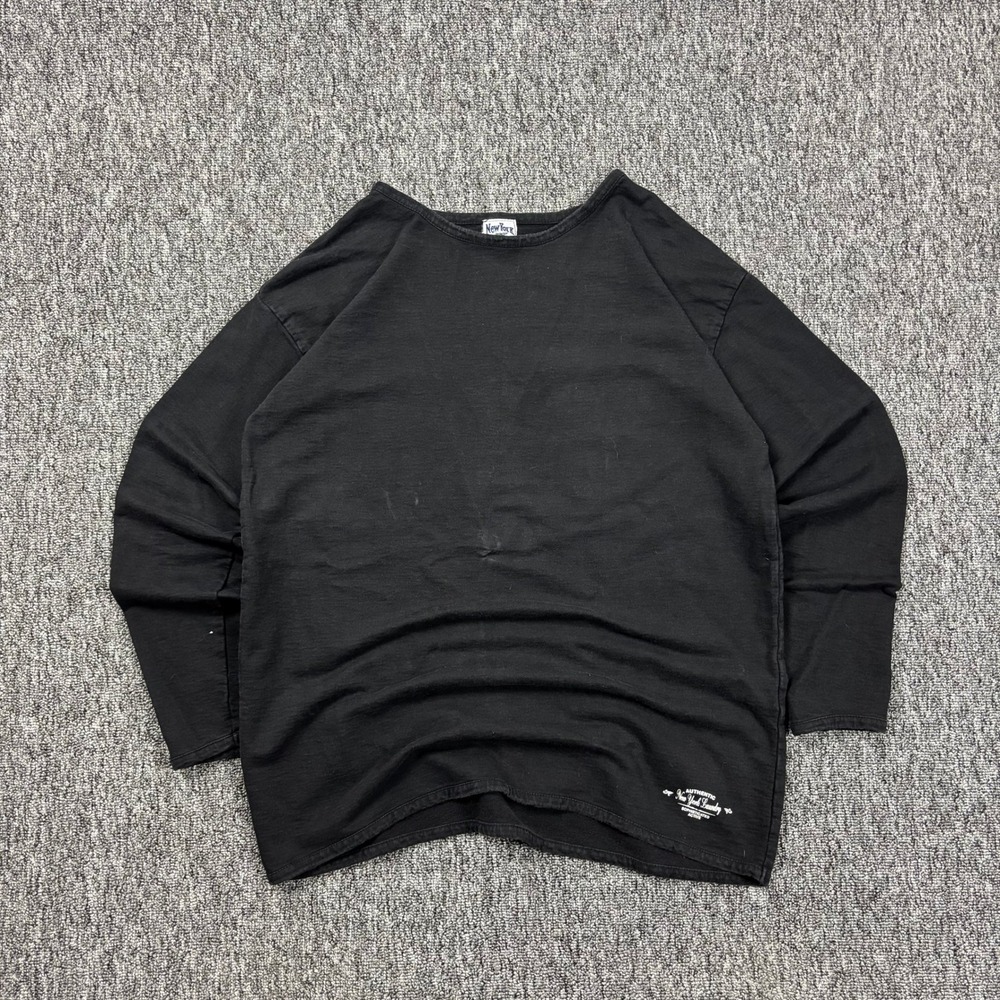 Vintage 90s New York Laundry Made In USA Boxy Long Sleeve Black T-Shirt Medium